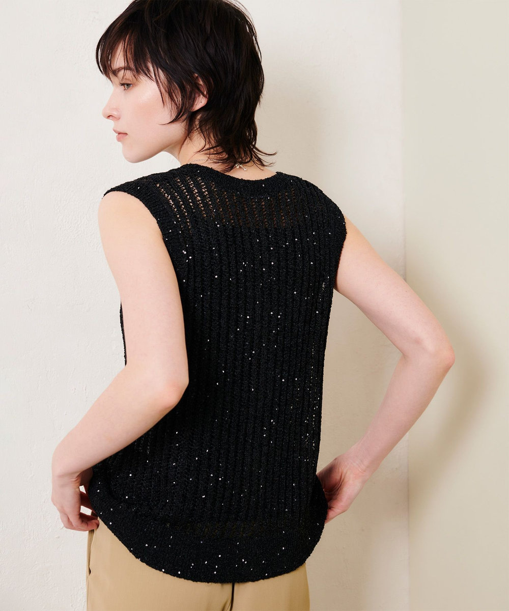 allureville スパンコールメッシュプルオーバー ブラック (95)