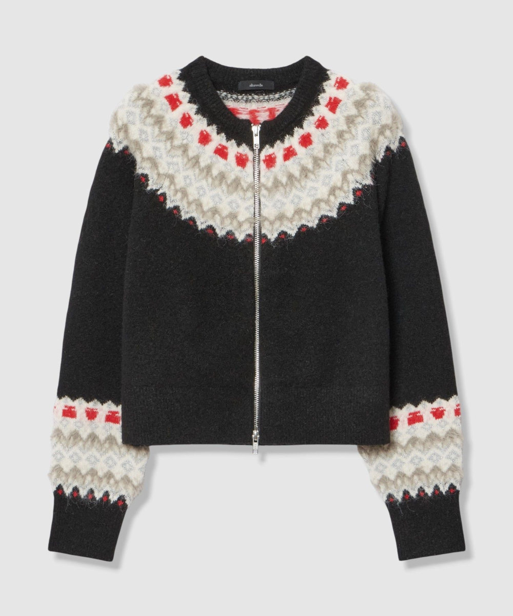 allureville パフュームノルディックニットブルゾン ブラック系 (98)