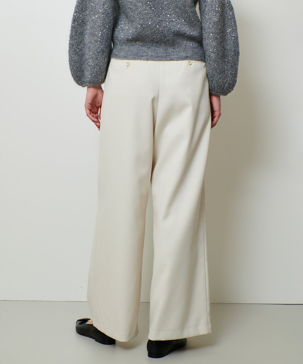 allureville ウール混サテンハイウエストパンツ アイボリー (04)