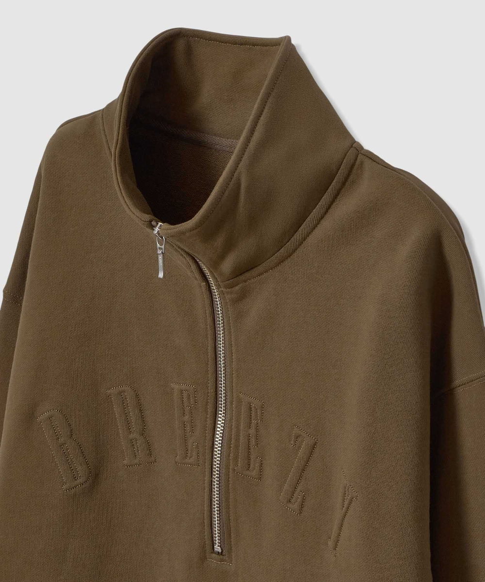 allureville ハーフジップ刺繍プルオーバー カーキ (76)