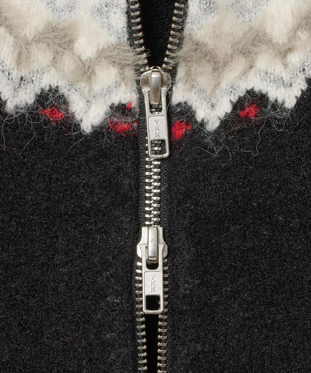 allureville パフュームノルディックニットブルゾン ブラック系 (98)
