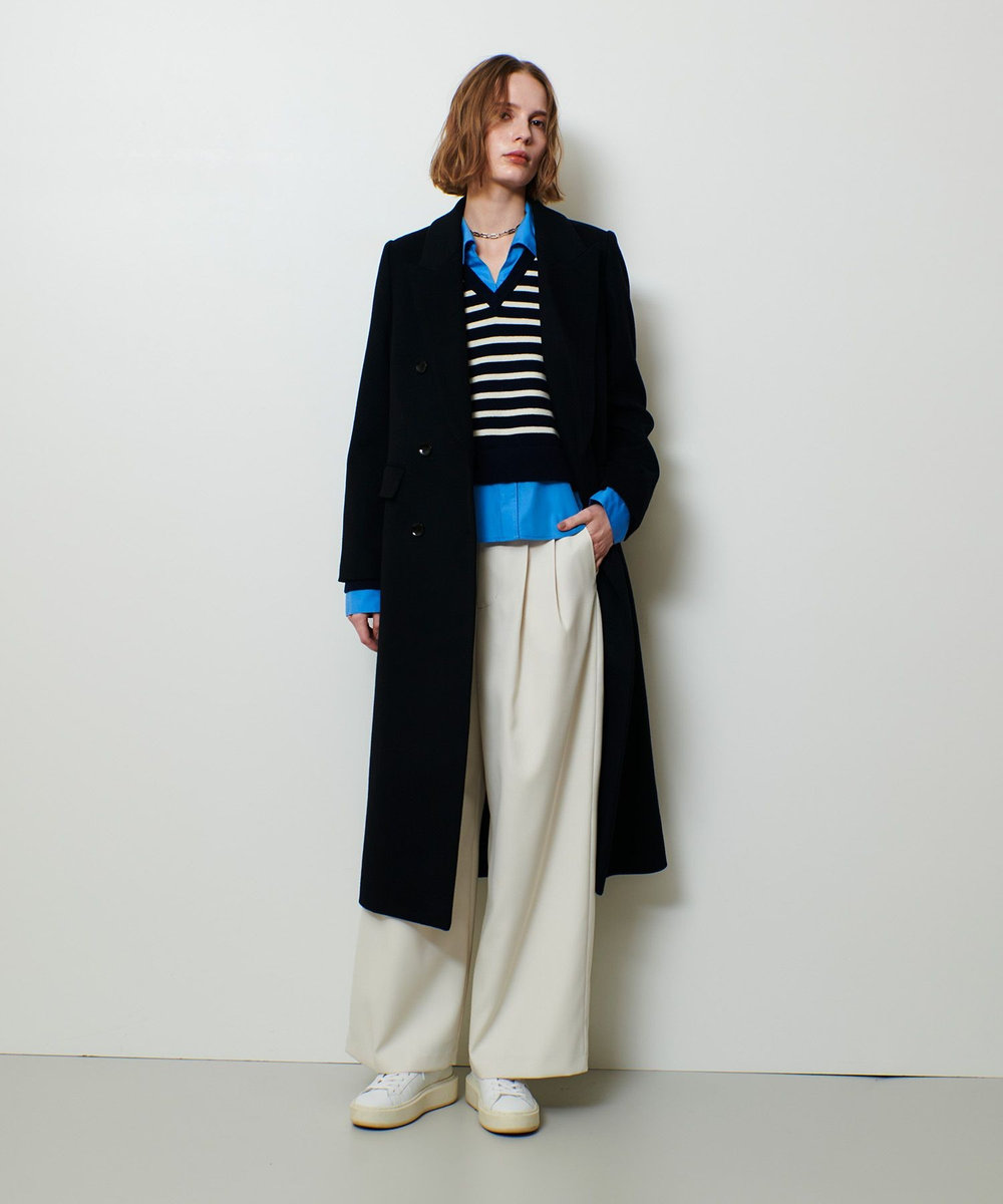 allureville ウール混サテンハイウエストパンツ アイボリー (04)