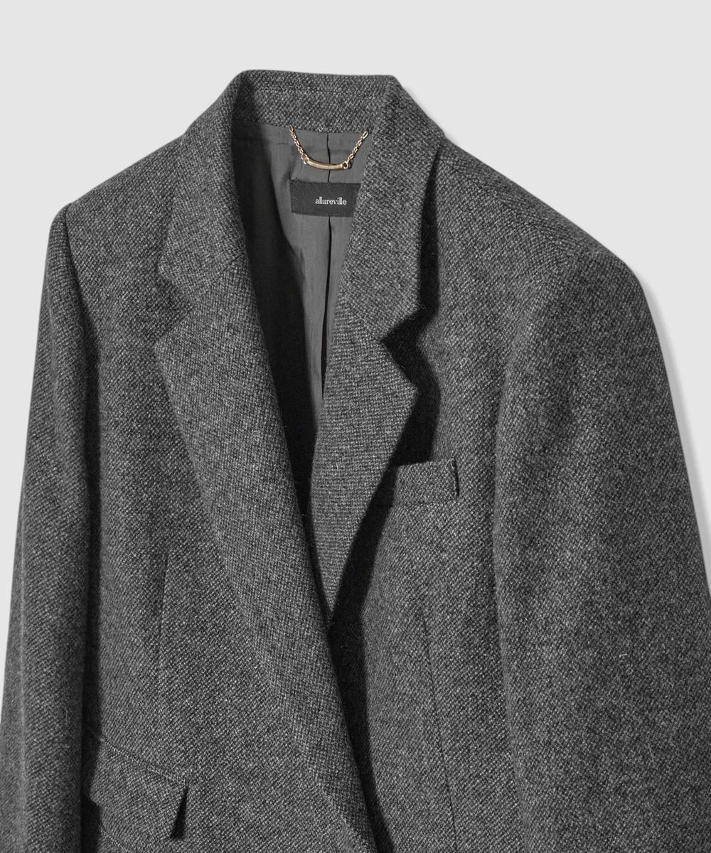 allureville ツィードフラップポケットジャケット チャコールグレー (94)