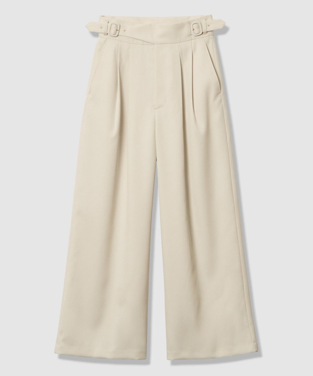 allureville ウール混サテンハイウエストパンツ アイボリー (04)