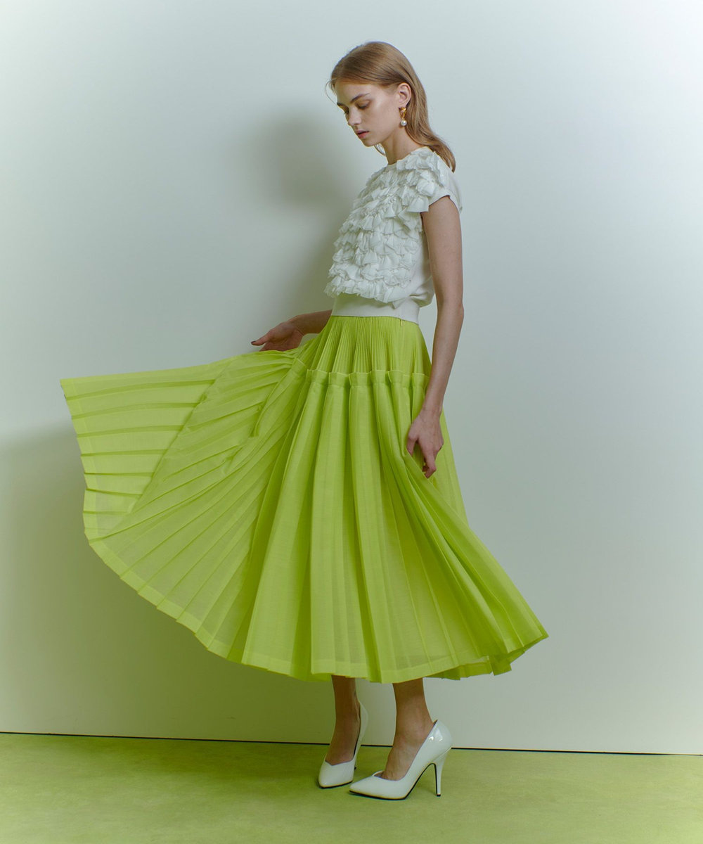 LOULOU WILLOUGHBY カールマイヤープリーツスカート イエロー (21)