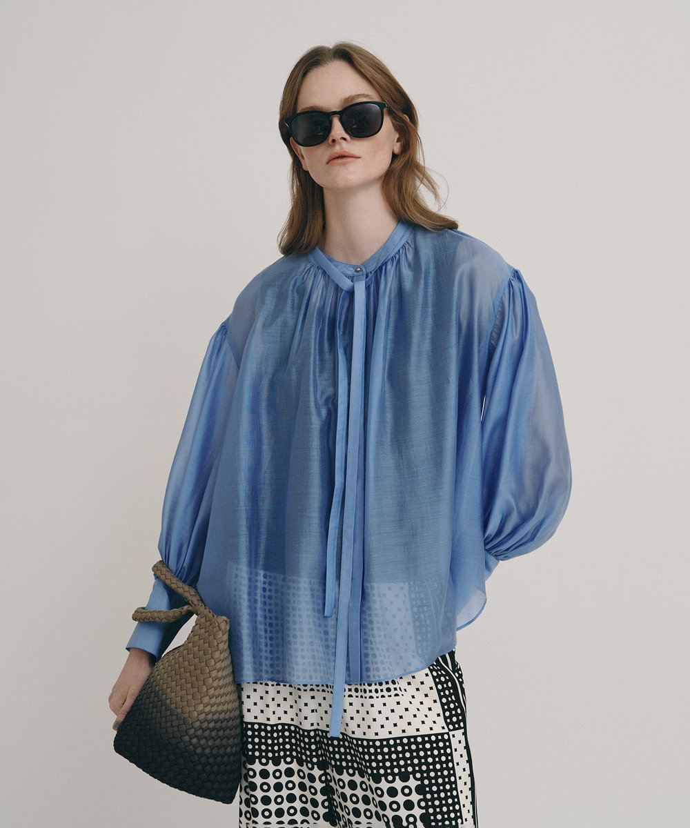 allureville スリーブコンシャスブラウス サックス (63)