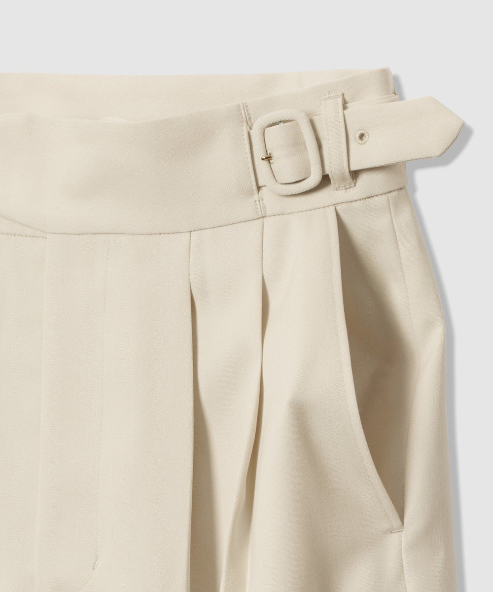 allureville ウール混サテンハイウエストパンツ アイボリー (04)