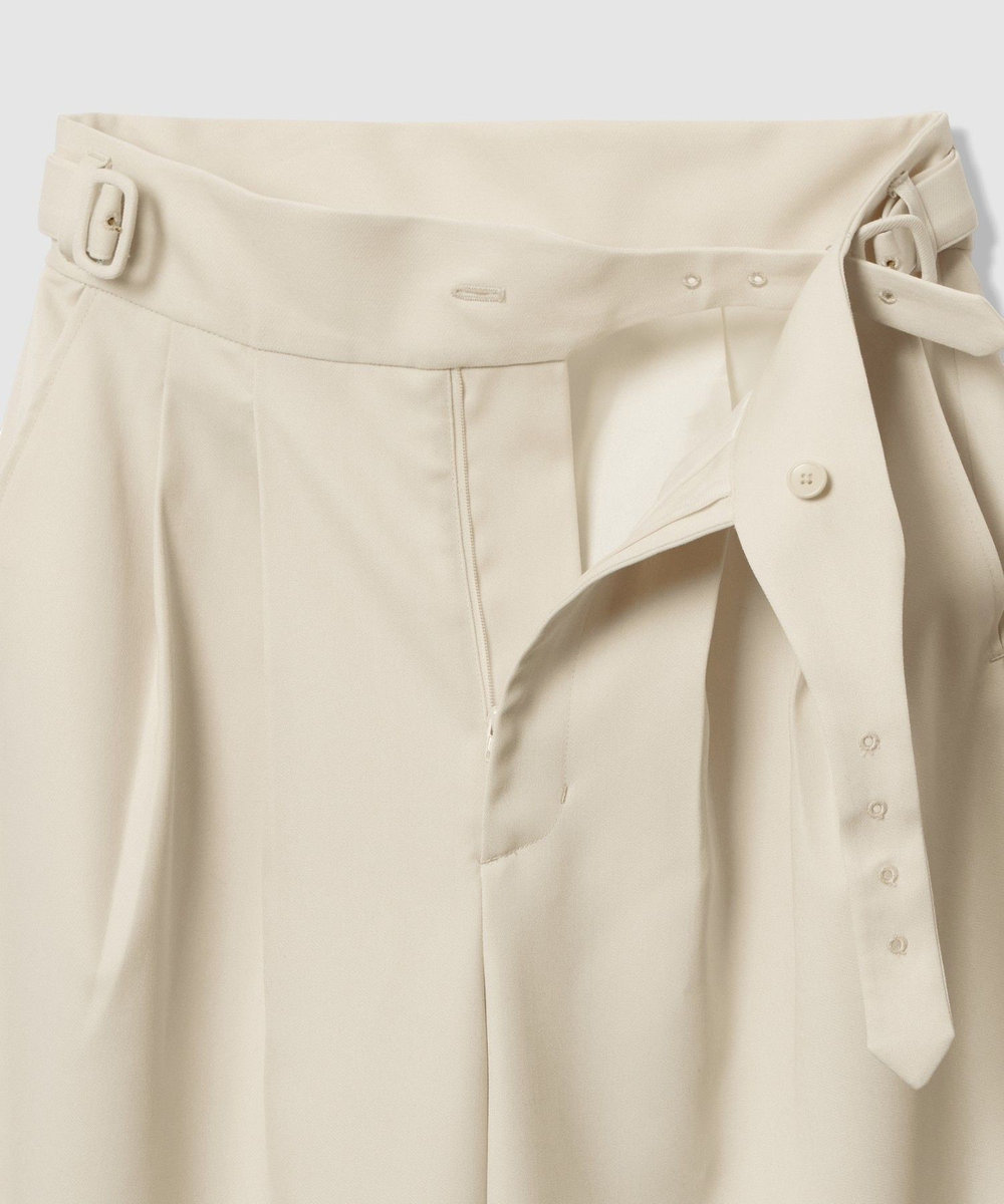 allureville ウール混サテンハイウエストパンツ アイボリー (04)