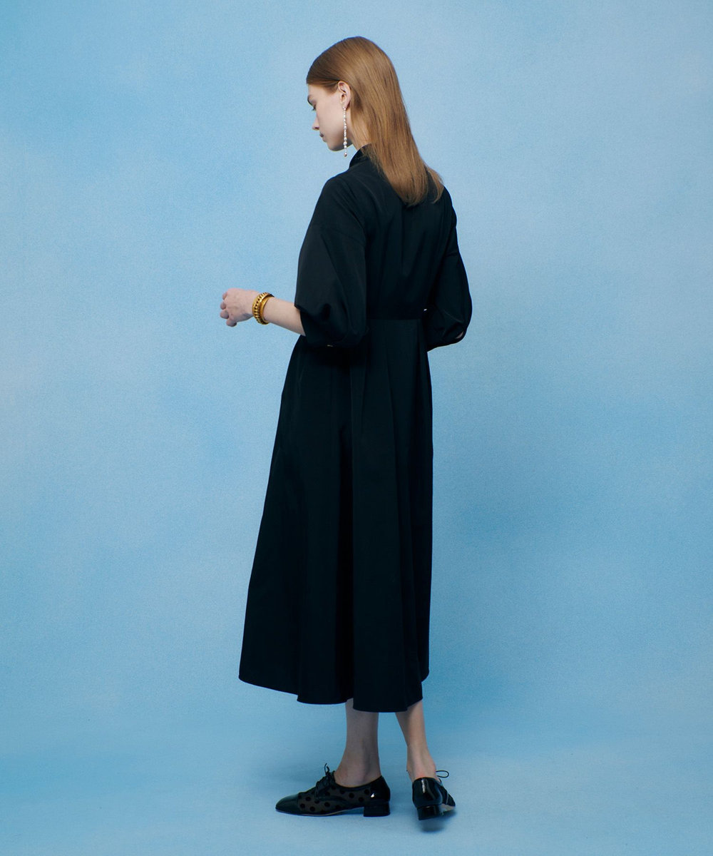 LOULOU WILLOUGHBY 【LOULOU WILLOUGHBY】タックパフシャツワンピース ブラック (95)