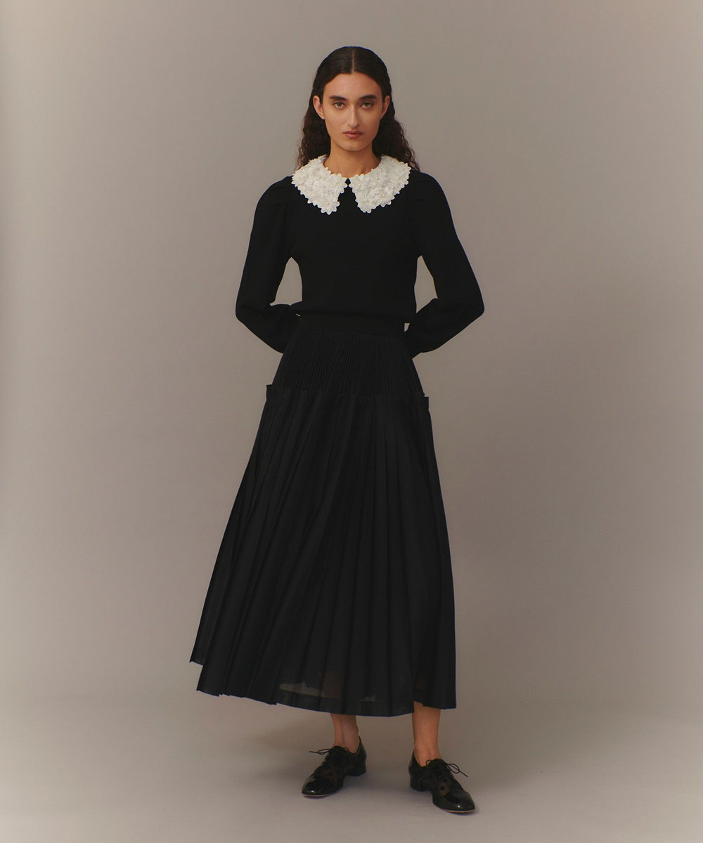 LOULOU WILLOUGHBY カールマイヤープリーツスカート ブラック (95)