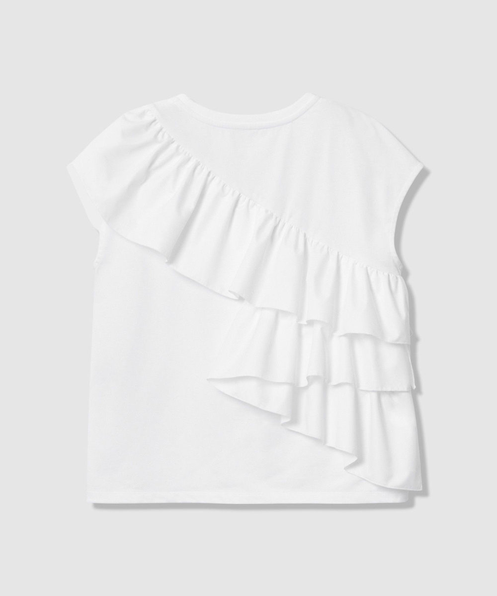 LOULOU WILLOUGHBY スパイラルフリルＴシャツ オフホワイト (02)