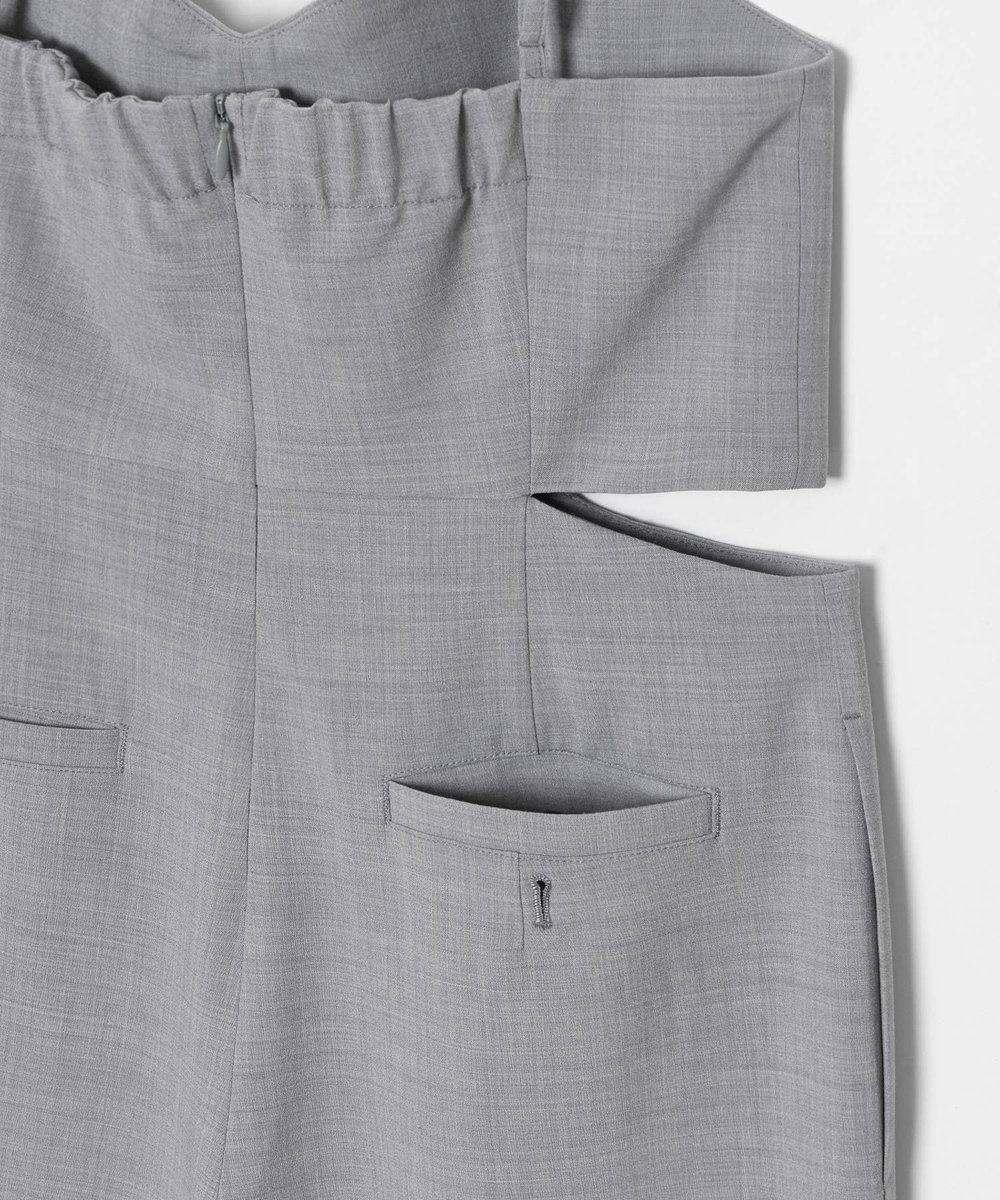 allureville ストレッチトロサロペットパンツ グレー (92)