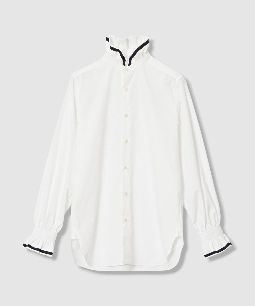buying 【sebline(セブリン)】STANDNECK FRILL BLOUSE ホワイト (01)