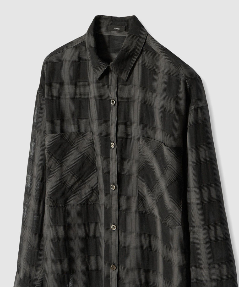 allureville シアーチェックシャツ ブラック系 (98)