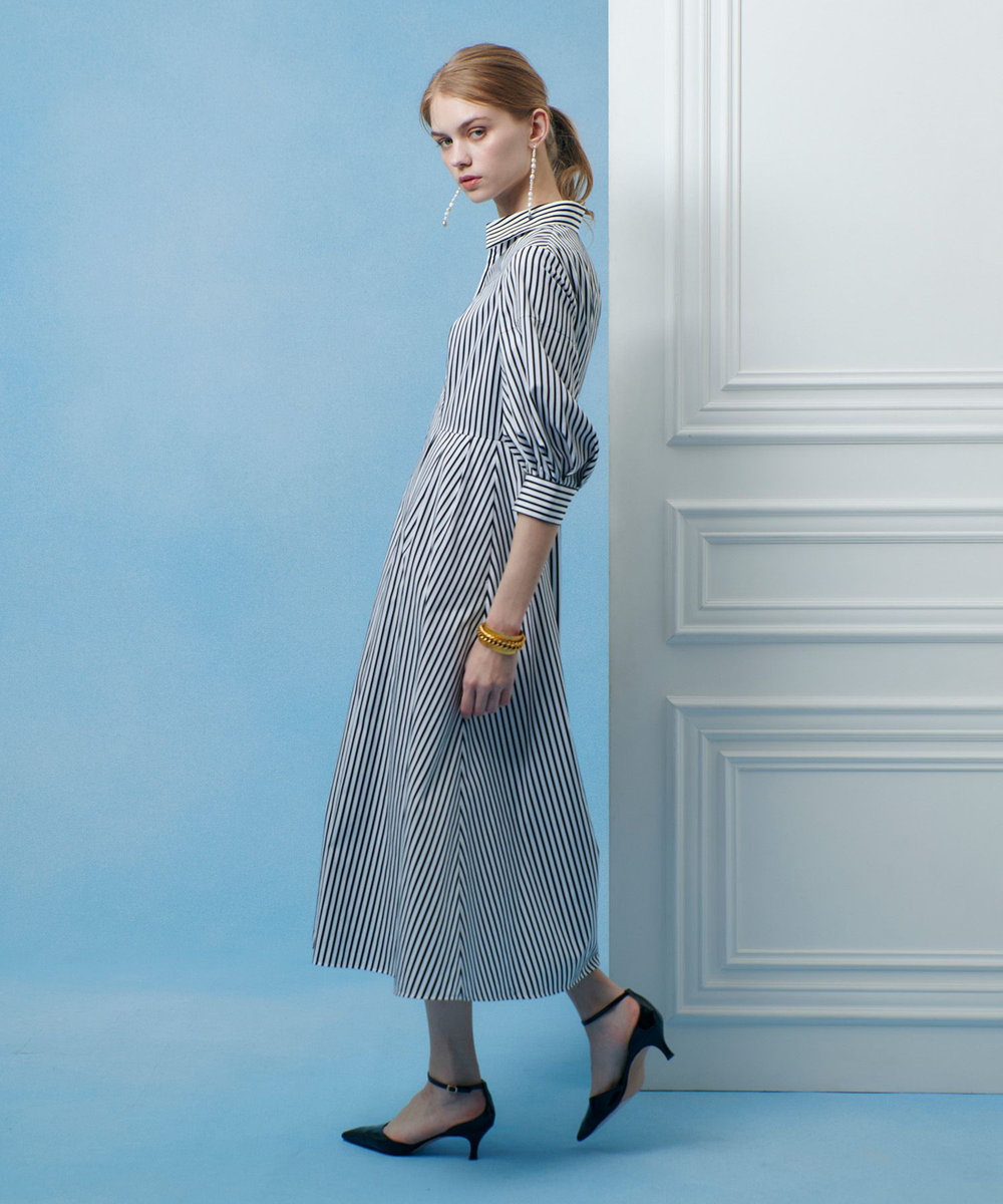LOULOU WILLOUGHBY 【LOULOU WILLOUGHBY】タックパフシャツワンピース ブラック系 (98)