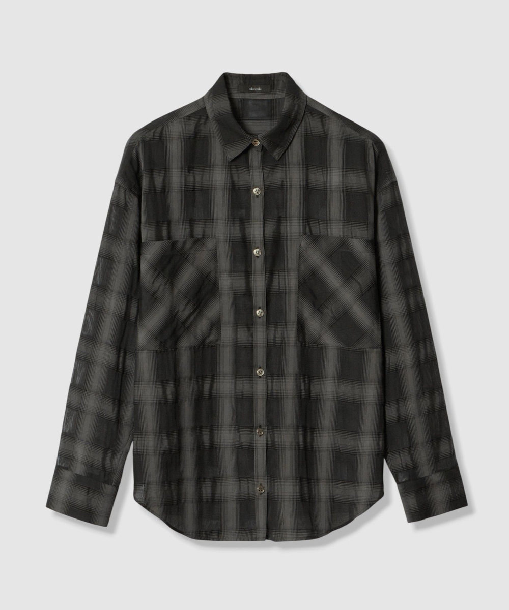 allureville シアーチェックシャツ ブラック系 (98)