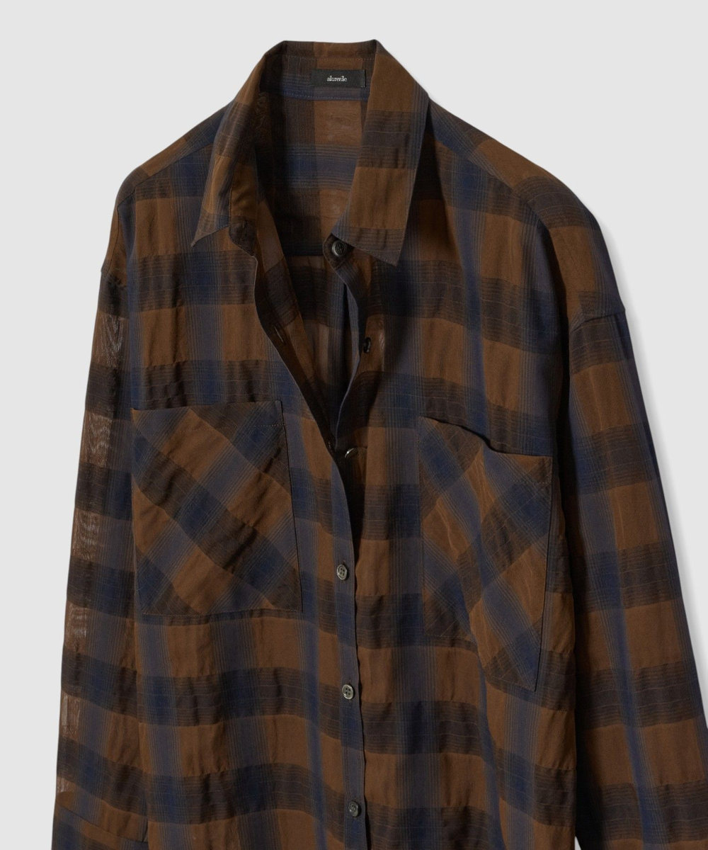 allureville シアーチェックシャツ ブラウン系 (88)