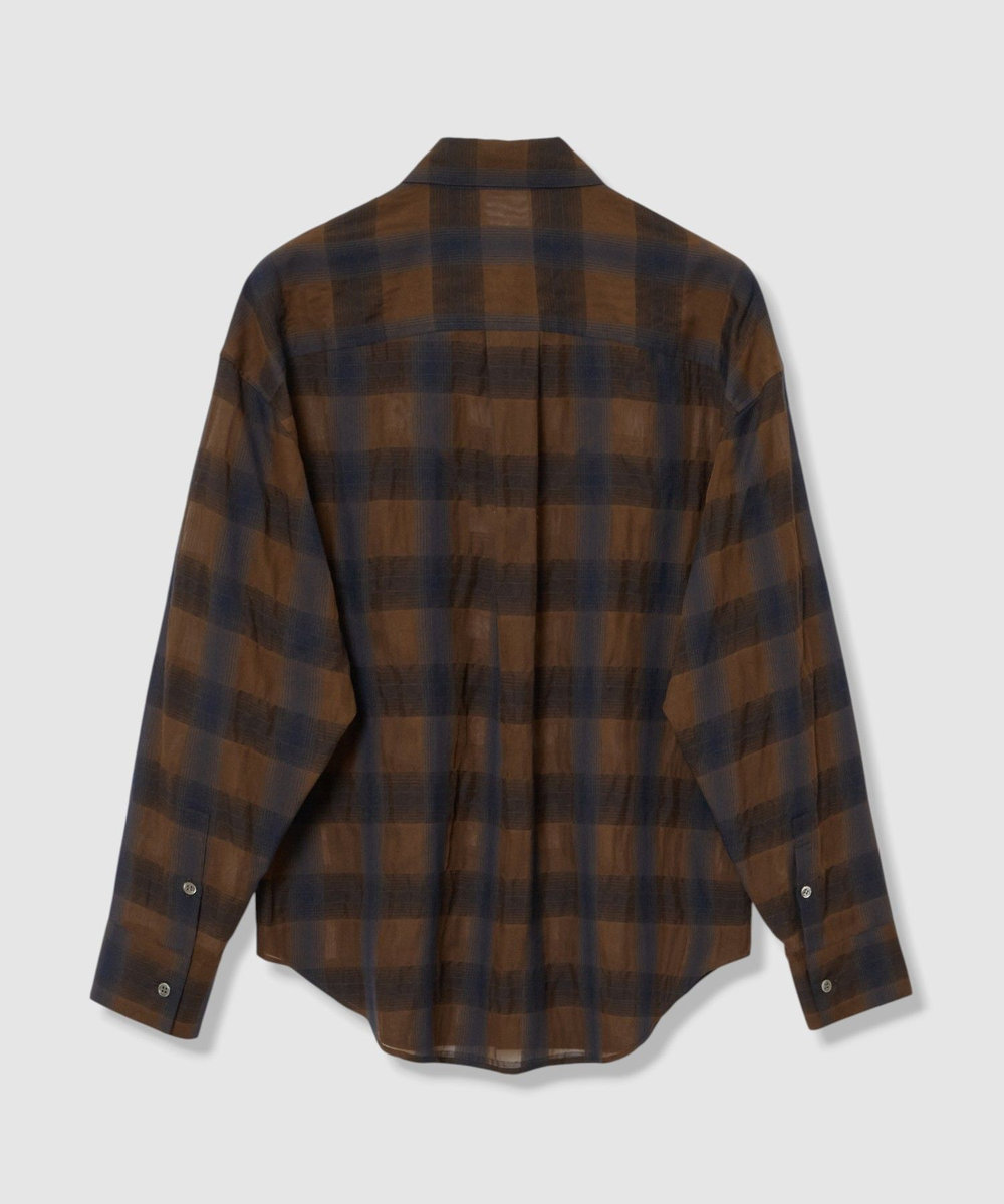 allureville シアーチェックシャツ ブラウン系 (88)