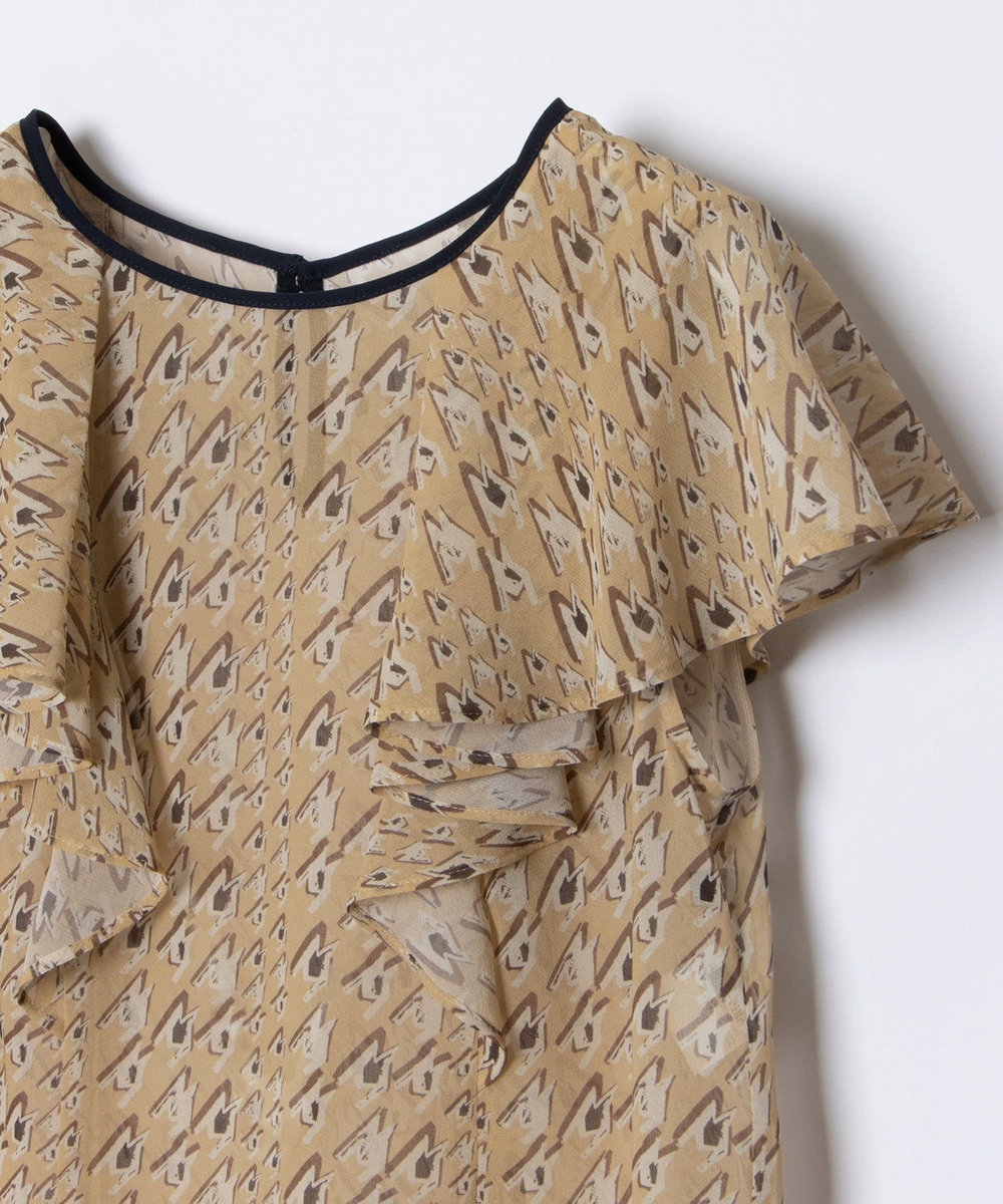 allureville バイヤスチドリプリントフレアスリーブブラウス ベージュ (11)