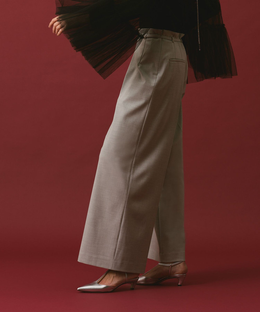 allureville ポリエステル/Wストレッチタックパンツ ライトグレー (91)