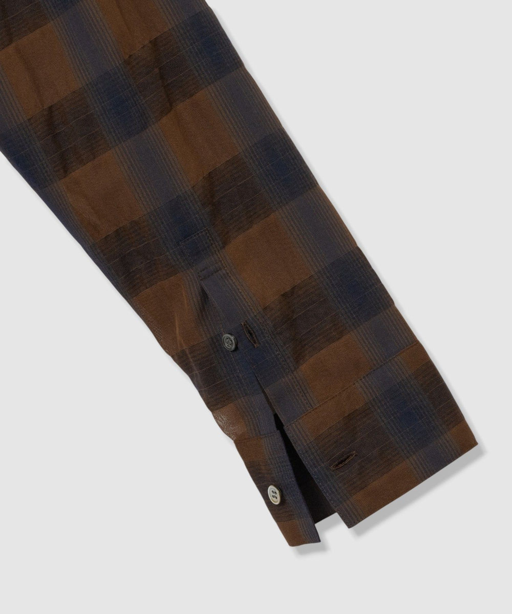 allureville シアーチェックシャツ ブラウン系 (88)