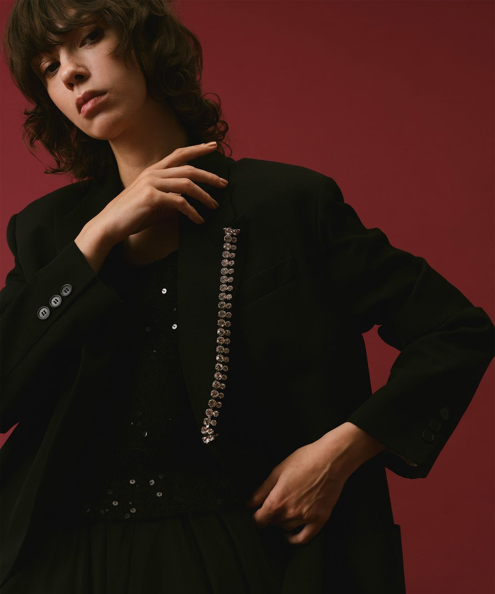 allureville ウールボタンレスジャケット ブラック (95)