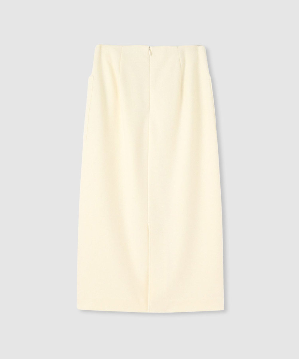 allureville ◇カラーメルトン釦付タイトスカート ホワイト (01)