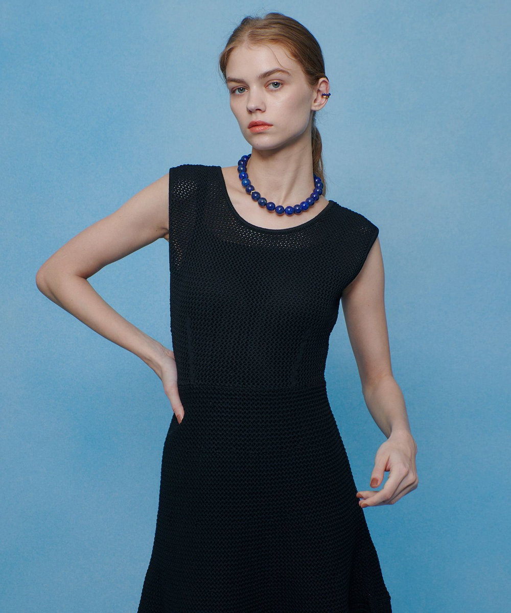 LOULOU WILLOUGHBY 【LOULOU WILLOUGHBY】メッシュクロッシェミニワンピース ブラック (95)