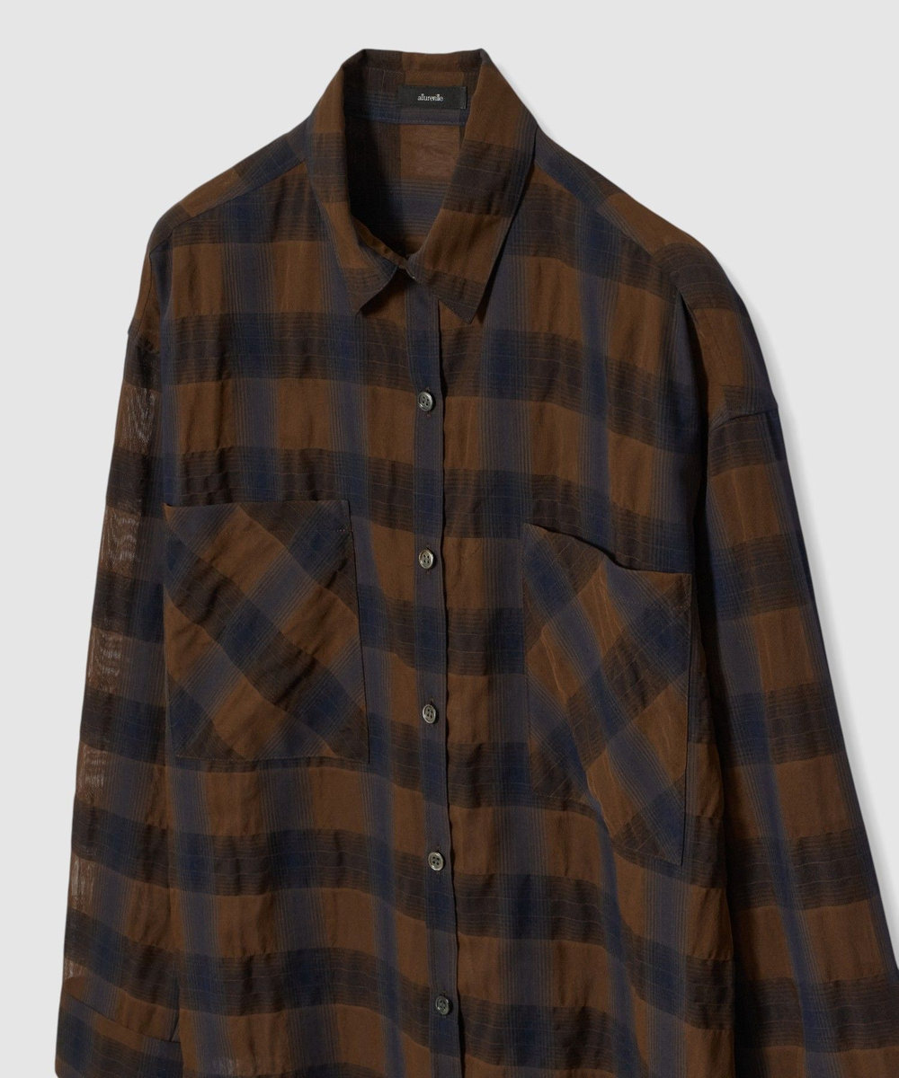 allureville シアーチェックシャツ ブラウン系 (88)