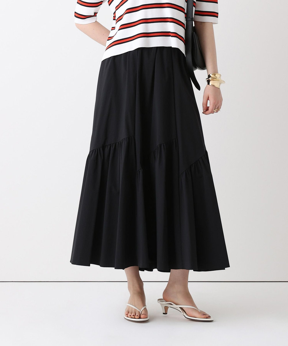 allureville ◇バイヤス切替ギャザースカート ブラック (95)