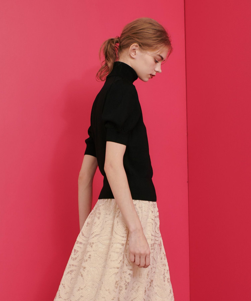 LOULOU WILLOUGHBY 【LOULOU WILLOUGHBY】タートルハーフスリーブプルオーバー ブラック (95)