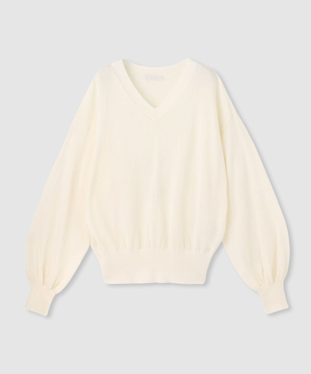 allureville コットンシルクVネックプルオーバー オフホワイト (02)