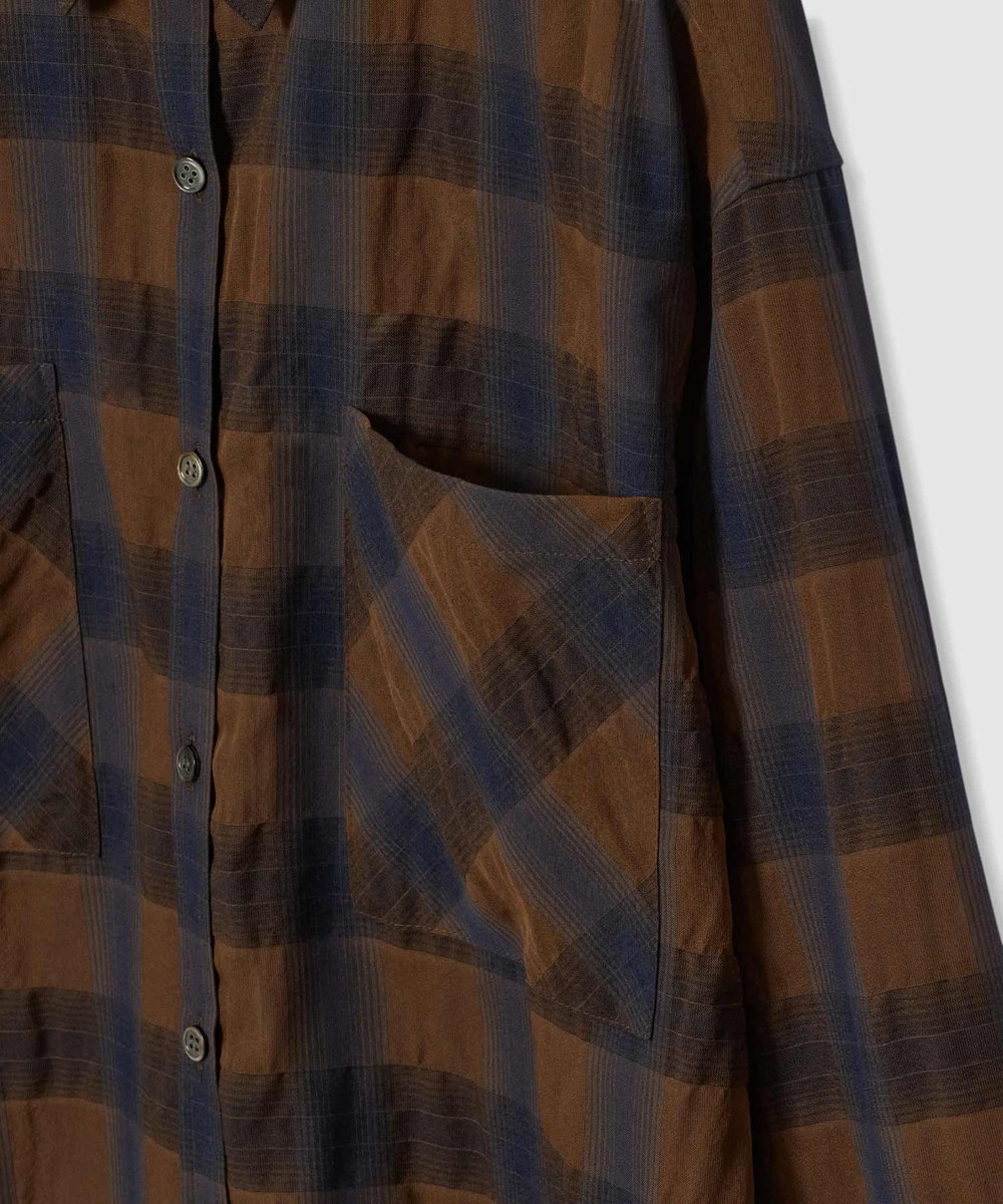 allureville シアーチェックシャツ ブラウン系 (88)