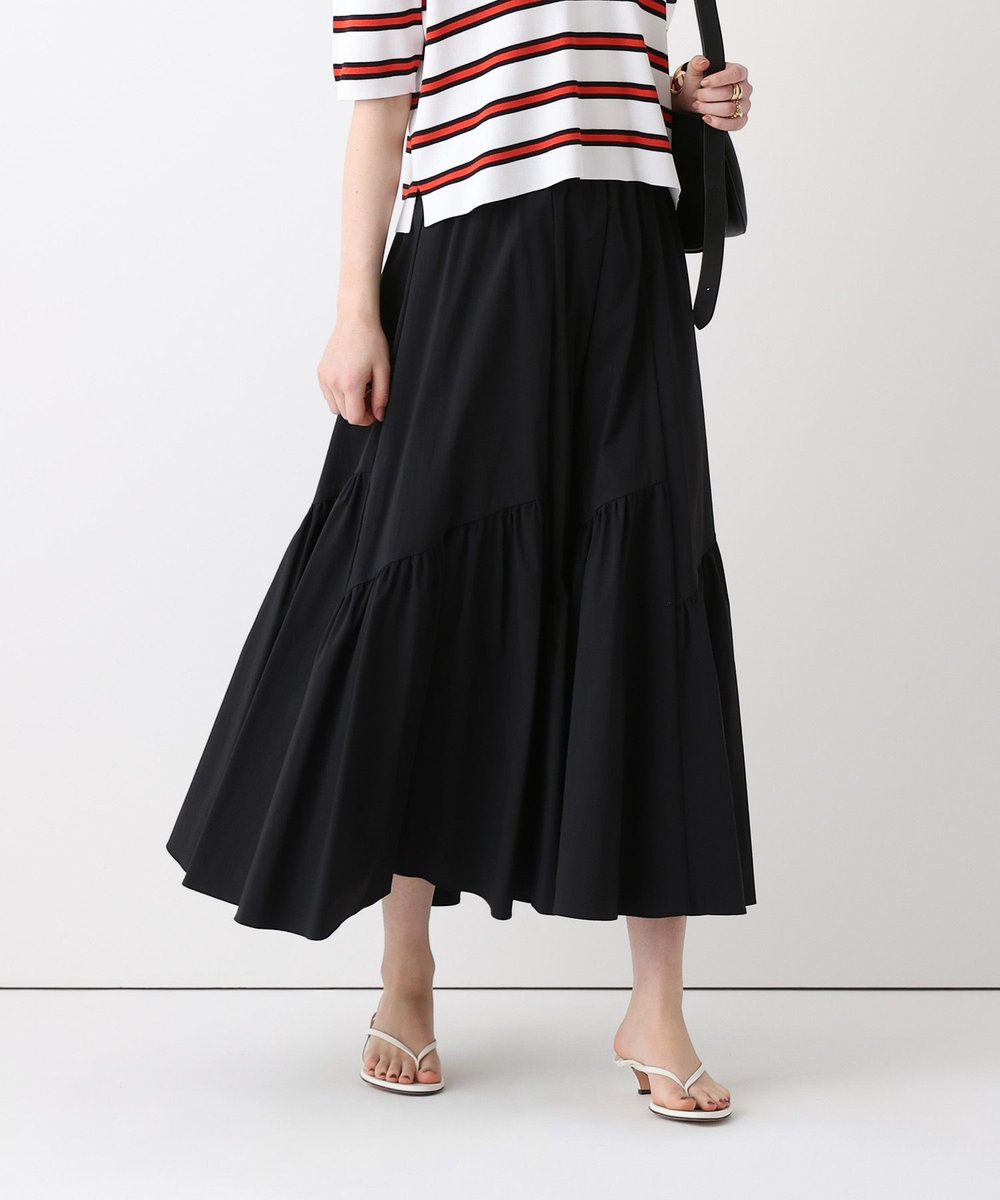 allureville ◇バイヤス切替ギャザースカート ブラック (95)