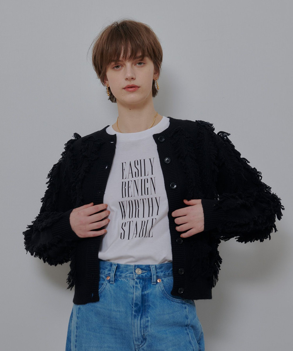 allureville フリンジシャギー２WAYプルオーバー ブラック (95)