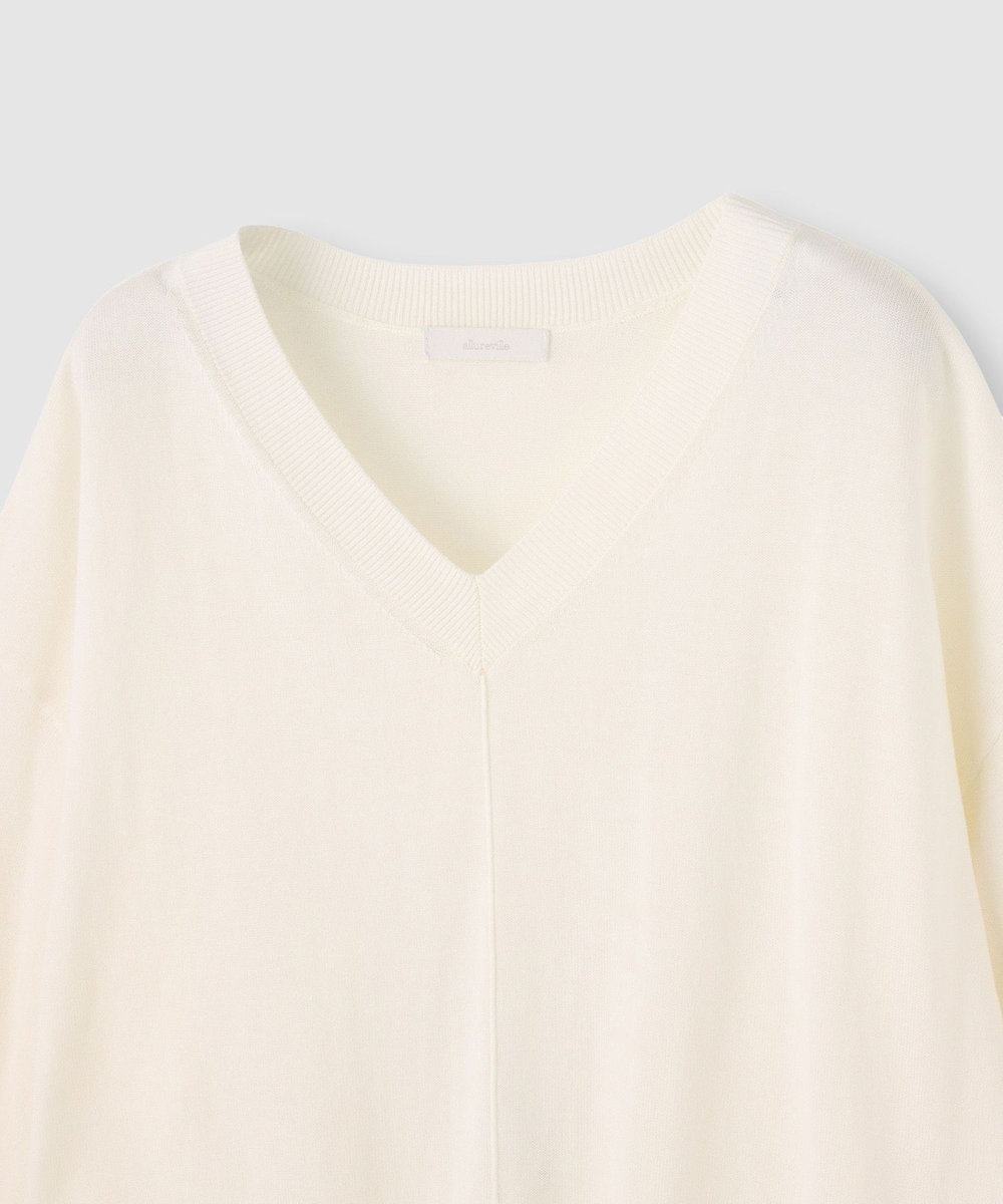 allureville コットンシルクVネックプルオーバー オフホワイト (02)