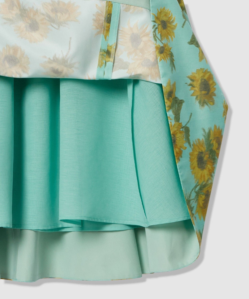 LOULOU WILLOUGHBY WEB 一部店舗限定【LOULOU WILLOUGHBY】サンフラワープリントギャザースカート グリーン系 (74)