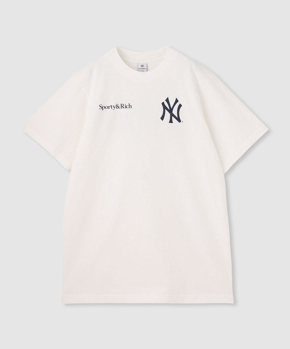buying 【SPORTY&RICH(スポーティーアンドリッチ)】YANKEES CURVE T-SHIRT ホワイト (01)