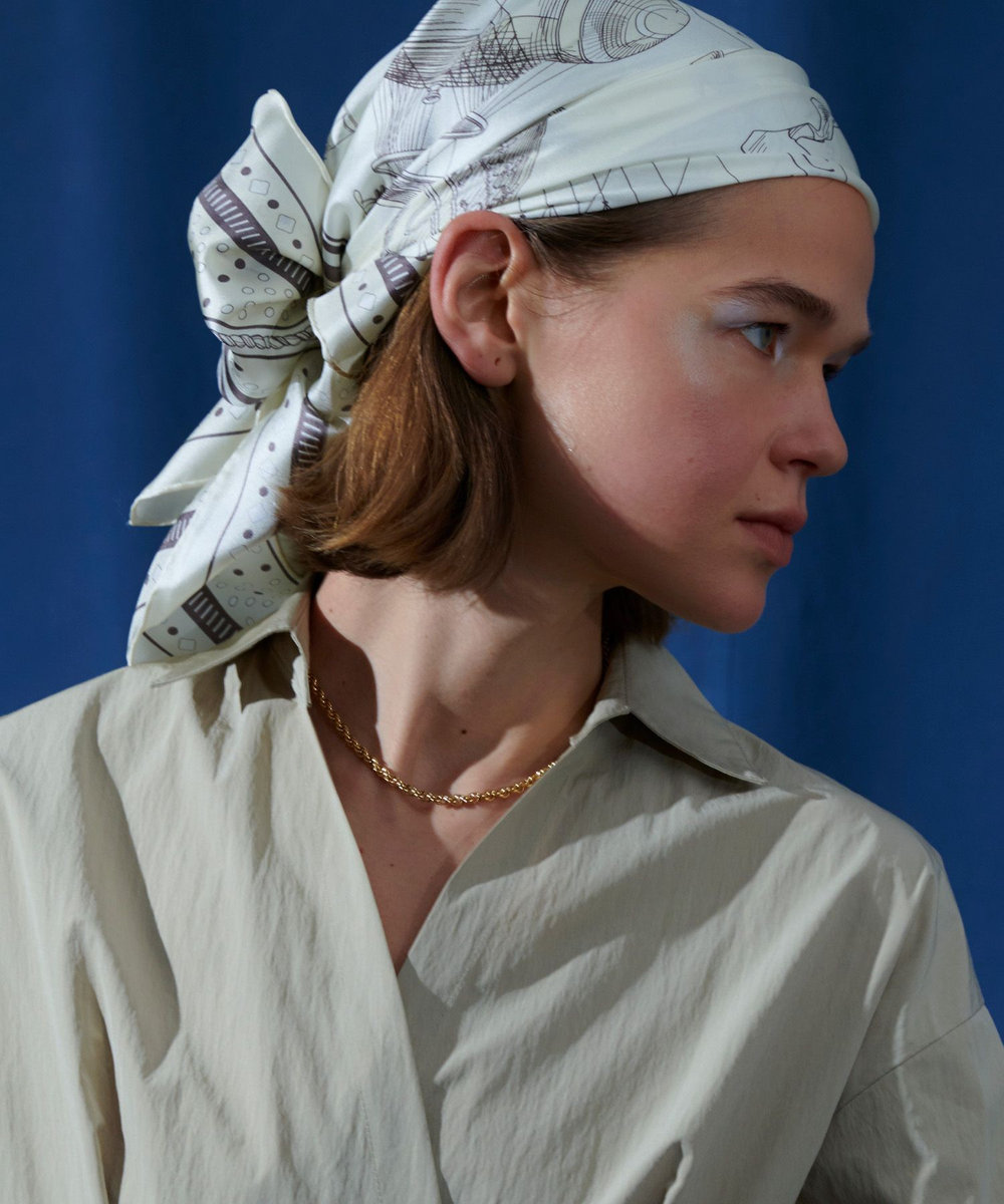 buying 【manipuri(マニプリ)】88×88 SILK SCARF アイボリー (04)