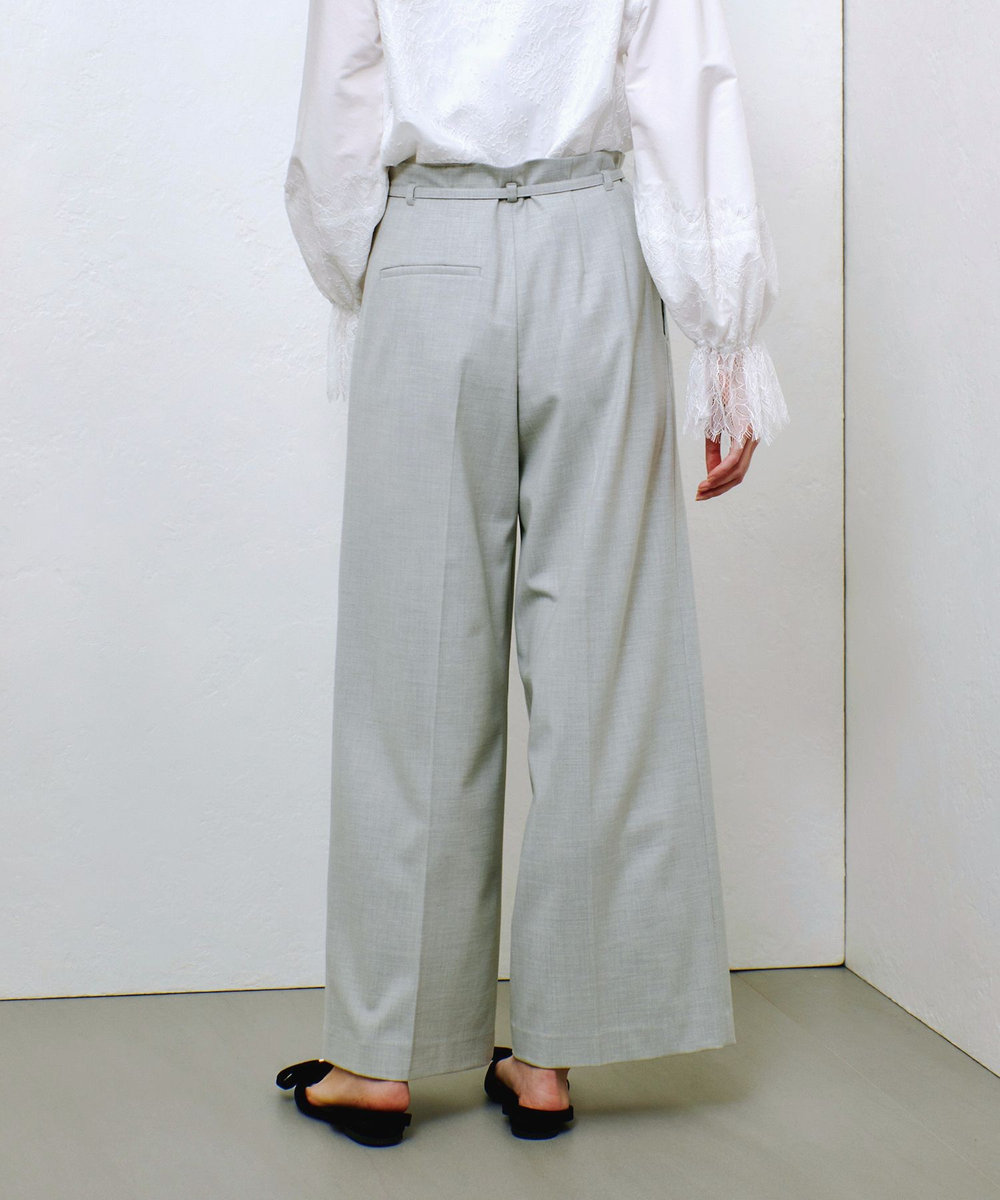 allureville ポリエステル/Wストレッチタックパンツ ライトグレー (91)