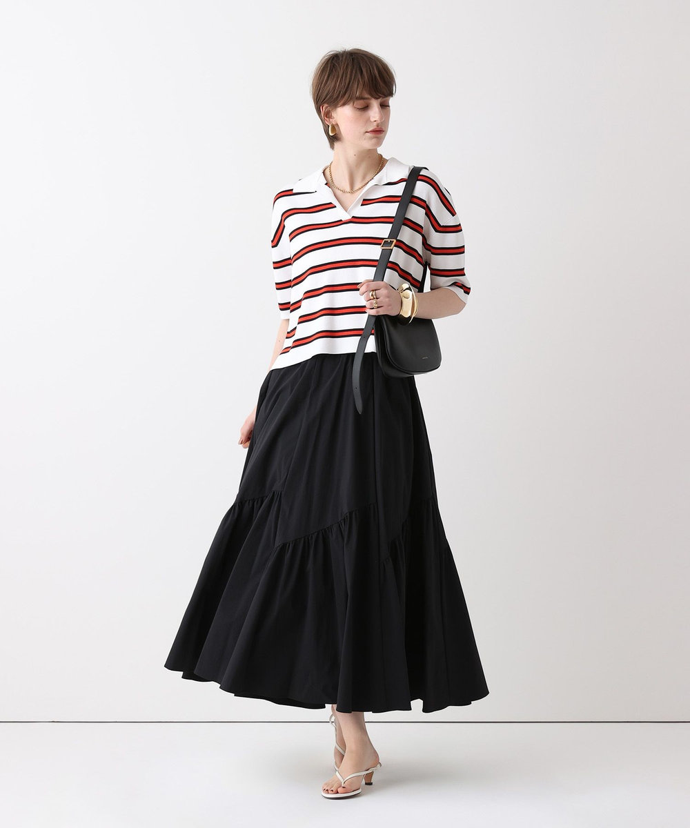 allureville ◇バイヤス切替ギャザースカート ブラック (95)