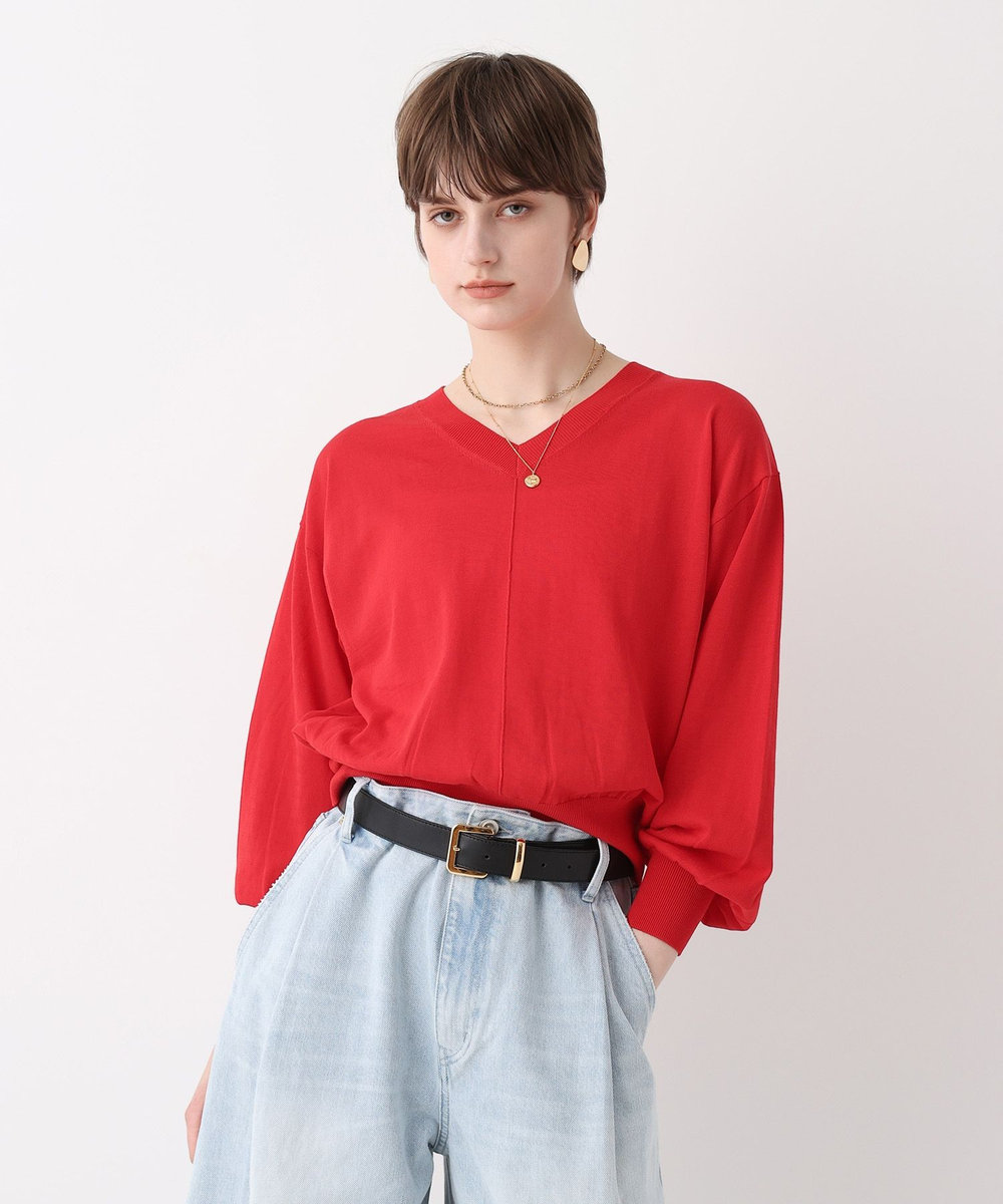 allureville コットンシルクVネックプルオーバー レッド (43)