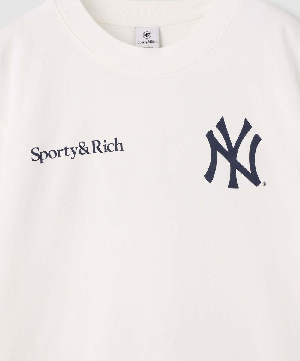 buying 【SPORTY&RICH(スポーティーアンドリッチ)】YANKEES CURVE T-SHIRT ホワイト (01)