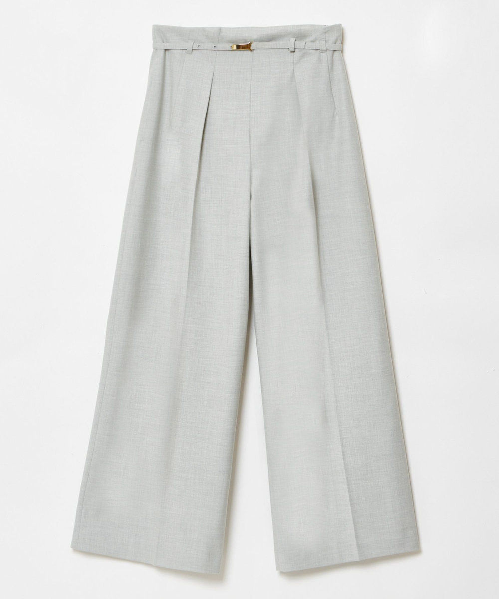 allureville ポリエステル/Wストレッチタックパンツ ライトグレー (91)