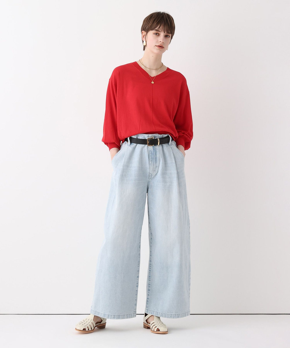 allureville コットンシルクVネックプルオーバー レッド (43)