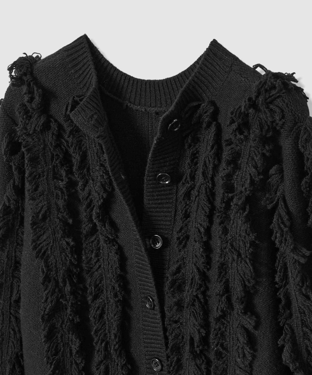 allureville フリンジシャギー２WAYプルオーバー ブラック (95)