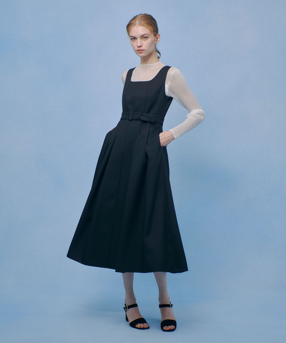 LOULOU WILLOUGHBY 【LOULOU WILLOUGHBY】ポリツイルジャンパーワンピース ブラック (95)