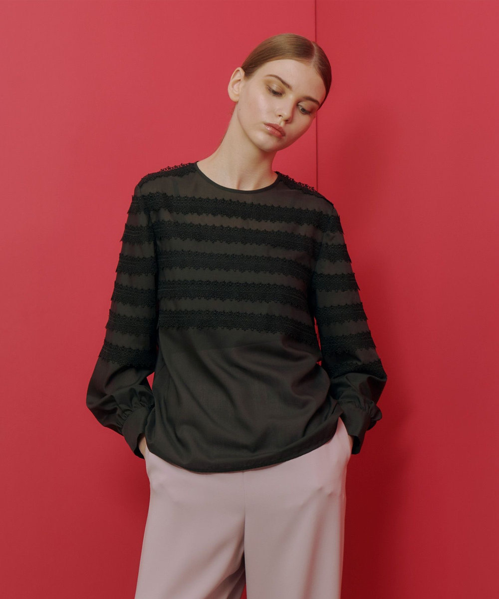 LOULOU WILLOUGHBY】ボーダーレースブラウス|allureville OFFICIAL