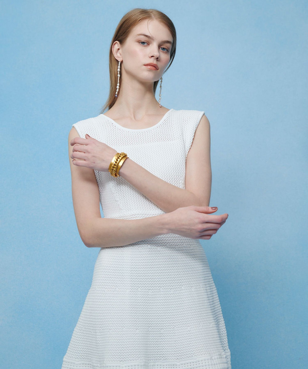 LOULOU WILLOUGHBY メッシュクロッシェミニワンピース オフホワイト (02)