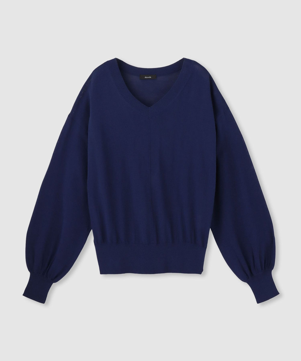 allureville コットンシルクVネックプルオーバー ネイビー (65)